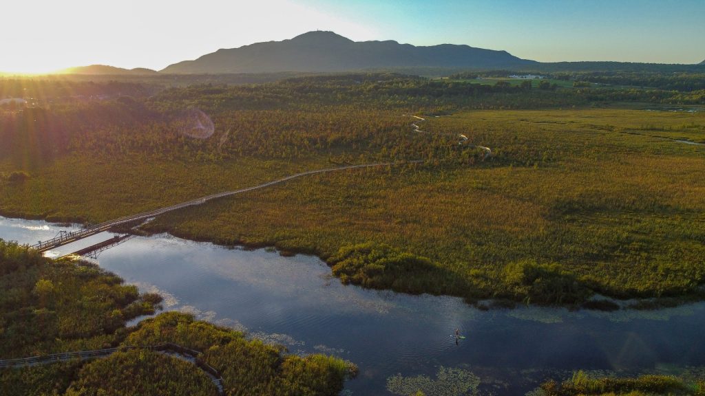 Vue aérienne du Marais de la rivière aux cerises de Magog